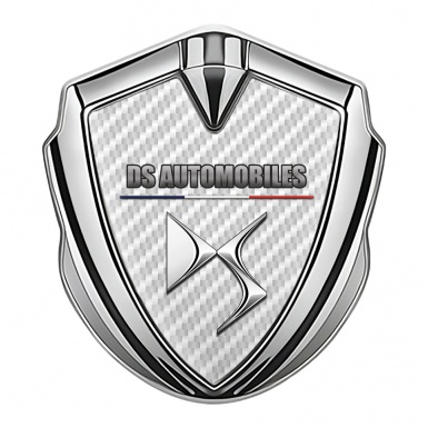 Citroen DS Fender Metal Emblem Badge Silver White Carbon French Flag
