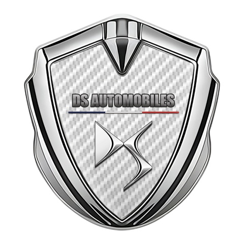 Citroen DS Fender Metal Emblem Badge Silver White Carbon French Flag