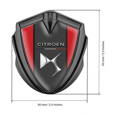 Citroen DS Trunk Metal Emblem Graphite Red Base Chrome Logo Effect