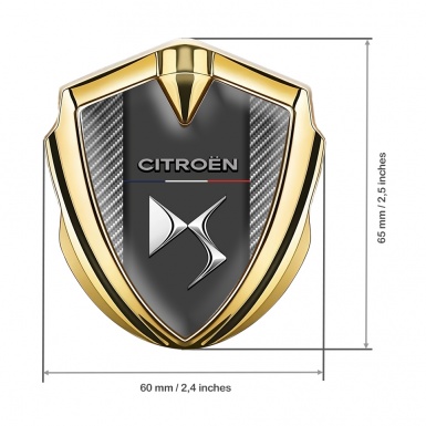 Citroen DS Metal Emblem Self Adhesive Gold Carbon Base Chrome Effect