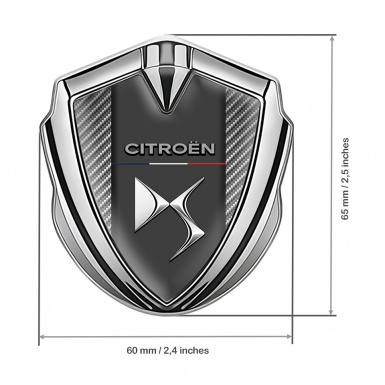 Citroen DS Metal Emblem Self Adhesive Silver Carbon Base Chrome Effect