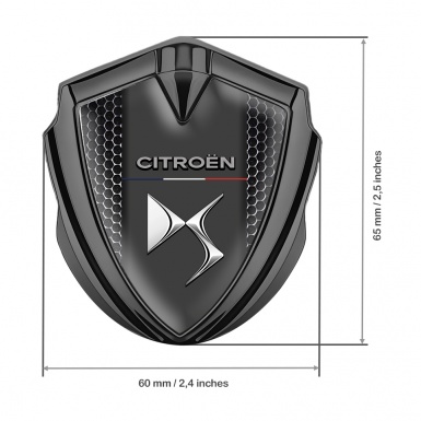 Citroen DS 3D Car Metal Emblem Graphite Black Hex Base Chrome Effect