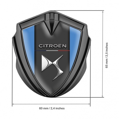 Citroen DS Fender Emblem Badge Graphite Blue Base Chrome Logo Effect