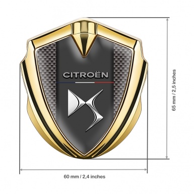 Citroen DS Self Adhesive Bodyside Emblem Gold Brown Carbon Effect
