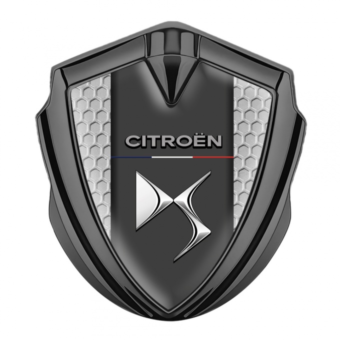 Citroen DS Trunk Badge Graphite Honeycomb Template Chrome Effect