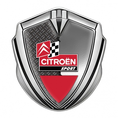 Citroen Sport Fender Emblem Badge Silver Racing Design Torn Design