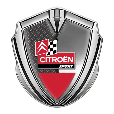 Citroen Sport Fender Emblem Badge Silver Racing Design Torn Design