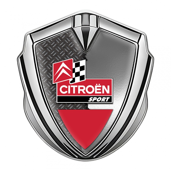 Citroen Sport Fender Emblem Badge Silver Racing Design Torn Design