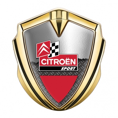 Citroen Sport Tuning Emblem Self Adhesive Gold Metal Shield Half Torn