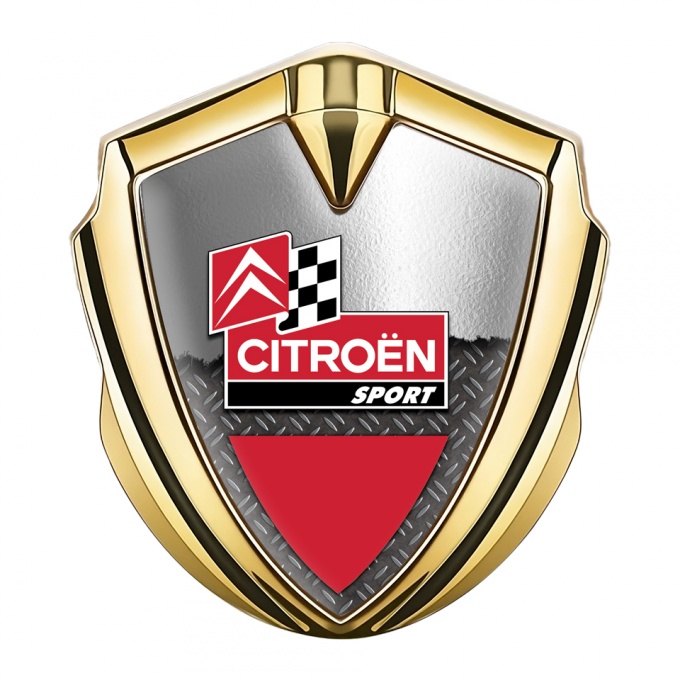 Citroen Sport Tuning Emblem Self Adhesive Gold Metal Shield Half Torn