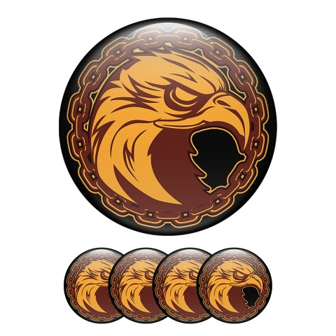 Animals Domed Stickers Wheel Center Cap Badge An Eagle's Head Surrounded By A Chain