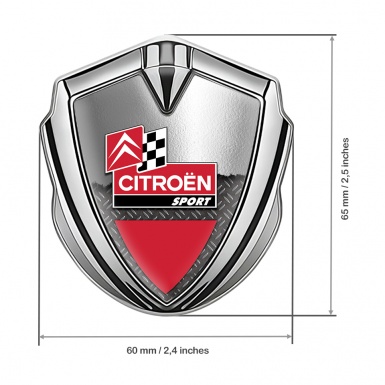 Citroen Sport Tuning Emblem Self Adhesive Silver Metal Shield Half Torn