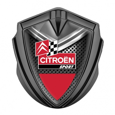 Citroen Sport Fender Emblem Badge Graphite Metal Mesh Racing Flag Design