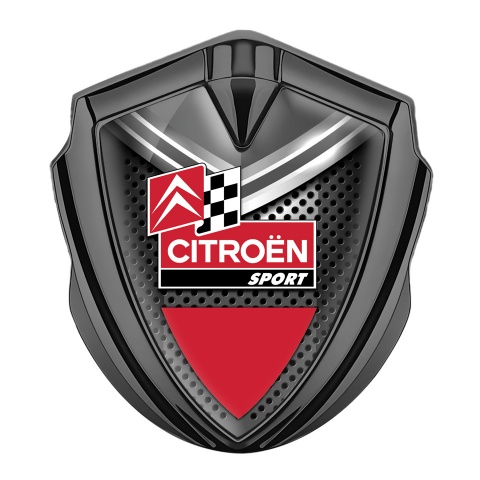 Citroen Sport Fender Emblem Badge Graphite Metal Mesh Racing Flag Design