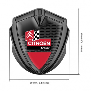 Citroen Sport Fender Metal Emblem Badge Graphite Dark Grille Racing Flag