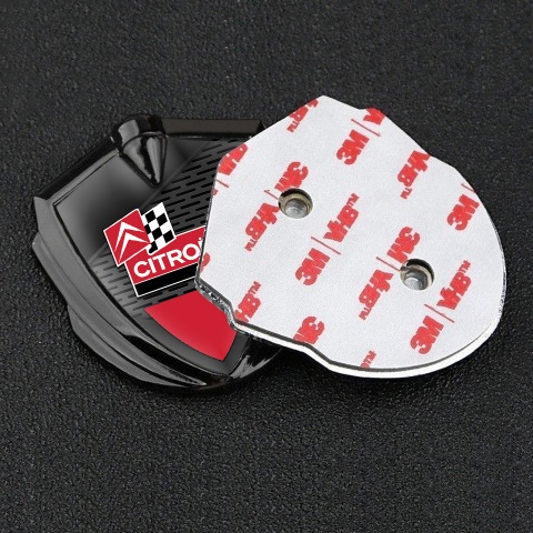 Citroen Sport Fender Metal Emblem Badge Graphite Dark Grille Racing Flag