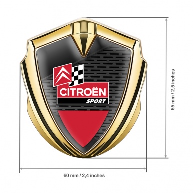 Citroen Sport Fender Metal Emblem Badge Gold Dark Grille Racing Flag