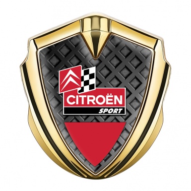 Citroen Sport Trunk Emblem Badge Gold Waffle Effect Racing Flag Design