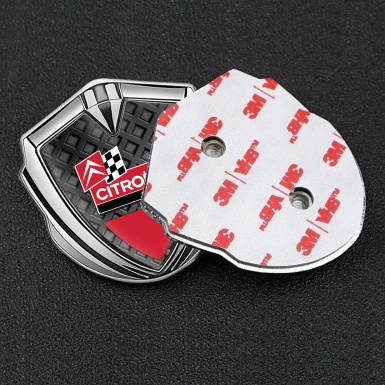 Citroen Sport Trunk Emblem Badge Silver Waffle Effect Racing Flag Design