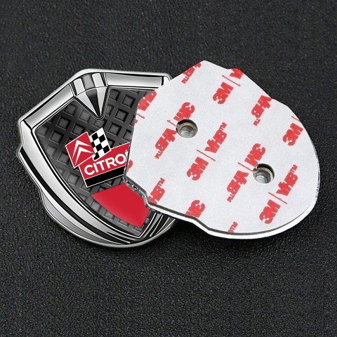 Citroen Sport Trunk Emblem Badge Silver Waffle Effect Racing Flag Design