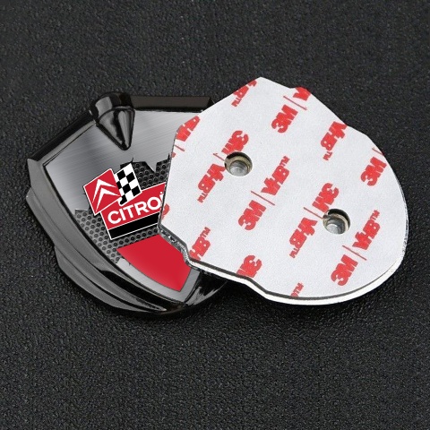 Citroen Sport Trunk Metal Emblem Graphite Torn Metal Effect Racing Flag
