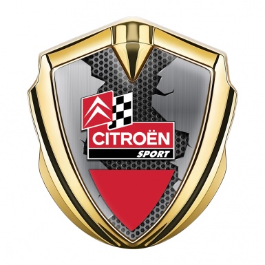 Citroen Sport 3D Car Metal Emblem Gold Broken Plate Racing Design