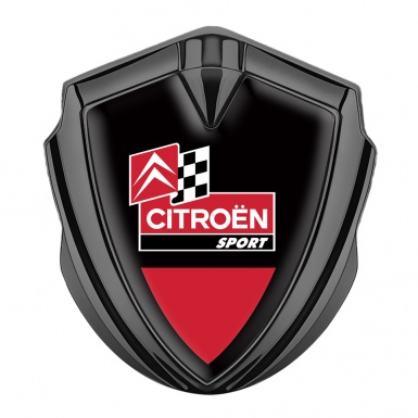 Citroen Sport Bodyside Badge Self Adhesive Graphite Black Base Racing Flag