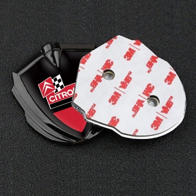 Citroen Sport Bodyside Badge Self Adhesive Graphite Black Base Racing Flag
