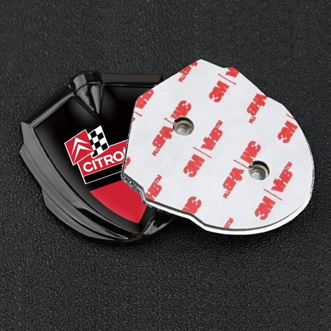 Citroen Sport Bodyside Badge Self Adhesive Graphite Black Base Racing Flag