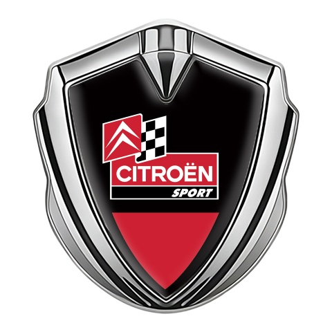 Citroen Sport Bodyside Badge Self Adhesive Silver Black Base Racing Flag