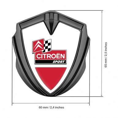 Citroen Sport Bodyside Emblem Self Adhesive Graphite White Base Racing Flag