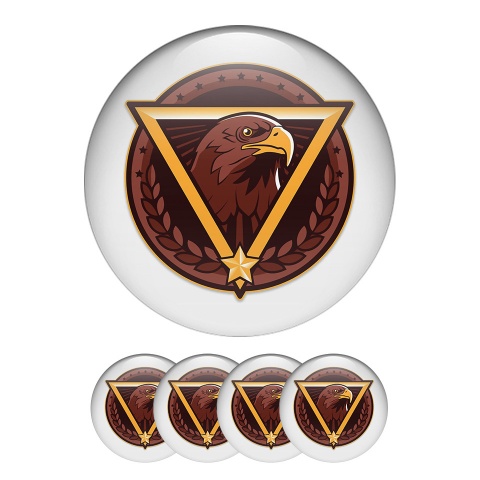 Animals Center Hub Dome Stickers Printed Eagle With Gold Medal On A White Background