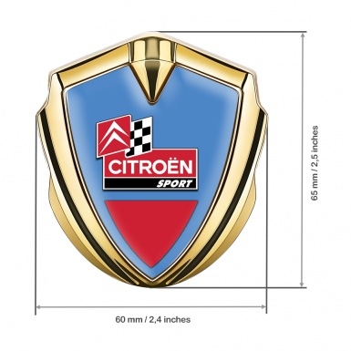 Citroen Sport Trunk Metal Emblem Gold Blue Base Racing Flag Edition