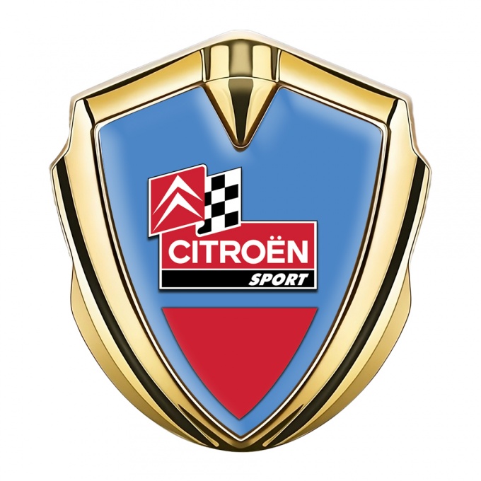 Citroen Sport Trunk Metal Emblem Gold Blue Base Racing Flag Edition