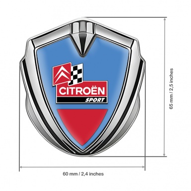 Citroen Sport Trunk Metal Emblem Silver Blue Base Racing Flag Edition