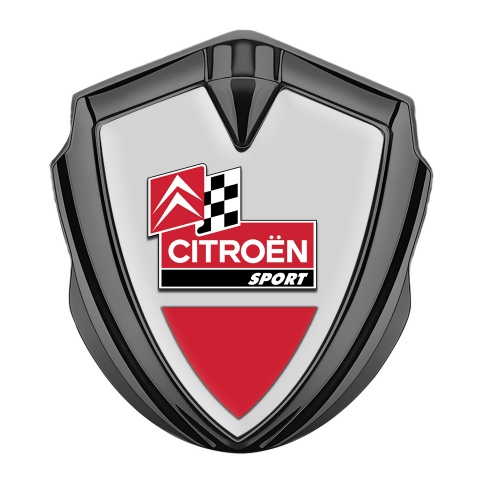 Citroen Sport 3D Car Metal Emblem Graphite Grey Base Racing Flag Edition