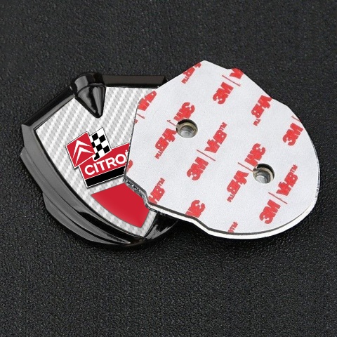 Citroen Sport Fender Metal Emblem Badge Graphite White Carbon Edition