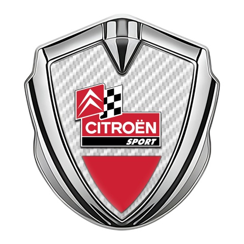 Citroen Sport Fender Metal Emblem Badge Silver White Carbon Edition