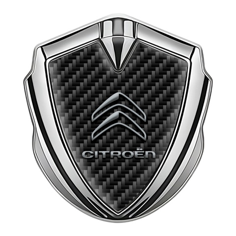 Citroen Trunk Emblem Badge Silver Black Carbon Racing Flag Edition