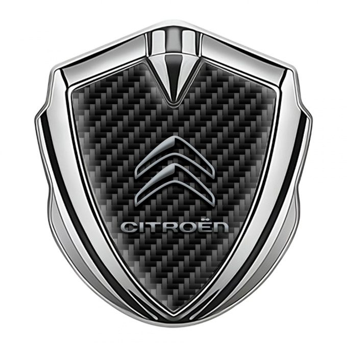Citroen Trunk Emblem Badge Silver Black Carbon Racing Flag Edition