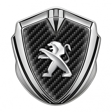 Peugeot Trunk Emblem Badge Silver Black Carbon Racing Design