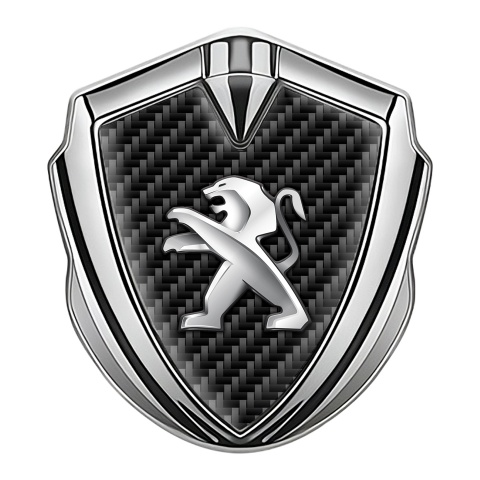 Peugeot Trunk Emblem Badge Silver Black Carbon Racing Design