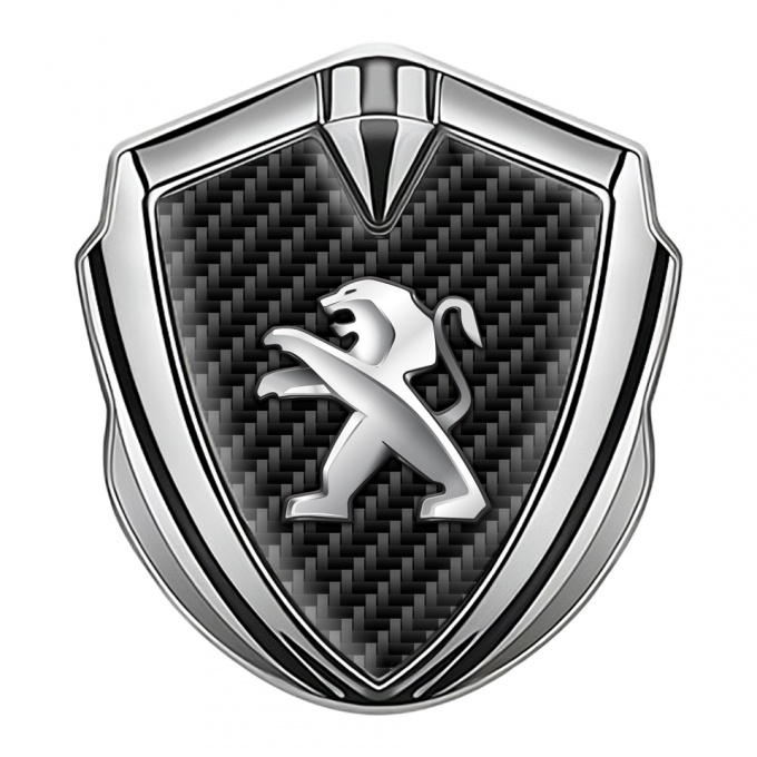 Peugeot Trunk Emblem Badge Silver Black Carbon Racing Design