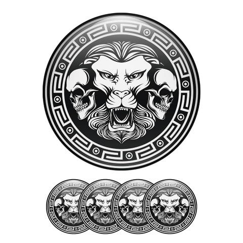 Animals Domed Stickers Wheel Center Cap Badge Printed Lion's head With Versace Motifs