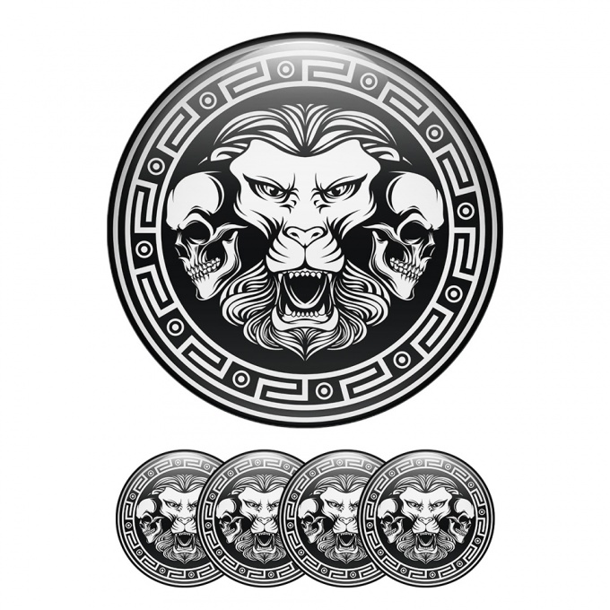 Animals Domed Stickers Wheel Center Cap Badge Printed Lion's head With Versace Motifs