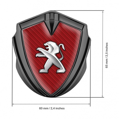 Peugeot Trunk Emblem Badge Graphite Red Carbon Classic Logo Edition