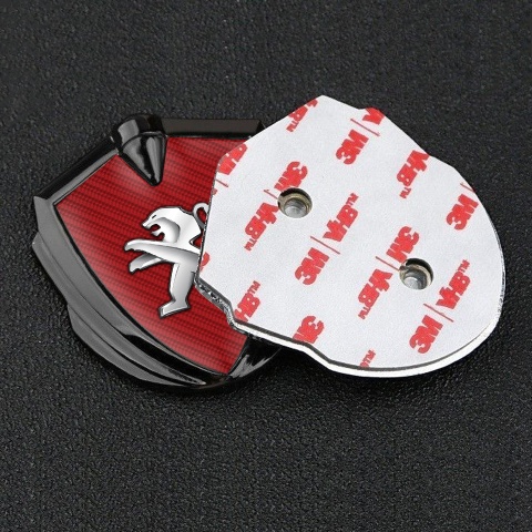 Peugeot Trunk Emblem Badge Graphite Red Carbon Classic Logo Edition