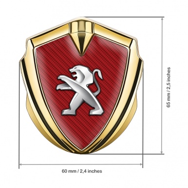 Peugeot Trunk Emblem Badge Gold Red Carbon Classic Logo Edition