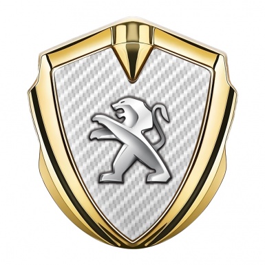Peugeot 3D Car Metal Emblem Gold White Carbon Edition