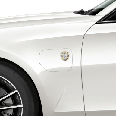 Peugeot 3D Car Metal Emblem Gold White Carbon Edition
